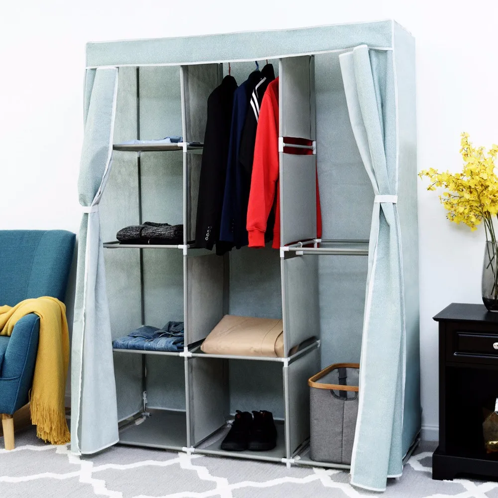 Giantex Portable Clothes Closet Storage Organizer Fabric Wardrobe Cabinet Clothes Rack Home Furniture HW56837 Giantex Portable Clothes Closet Storage Organizer Fabric Wardrobe Cabinet Clothes Rack Home Furniture HW56837