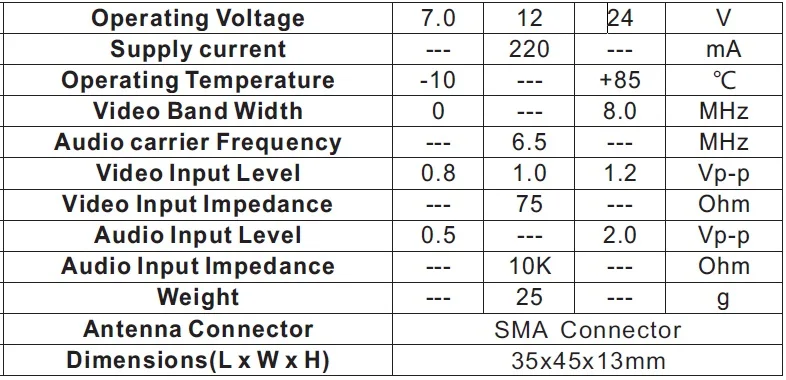 Передатчик Skyzone T600 5,8 ГГц 600 мВт A/V