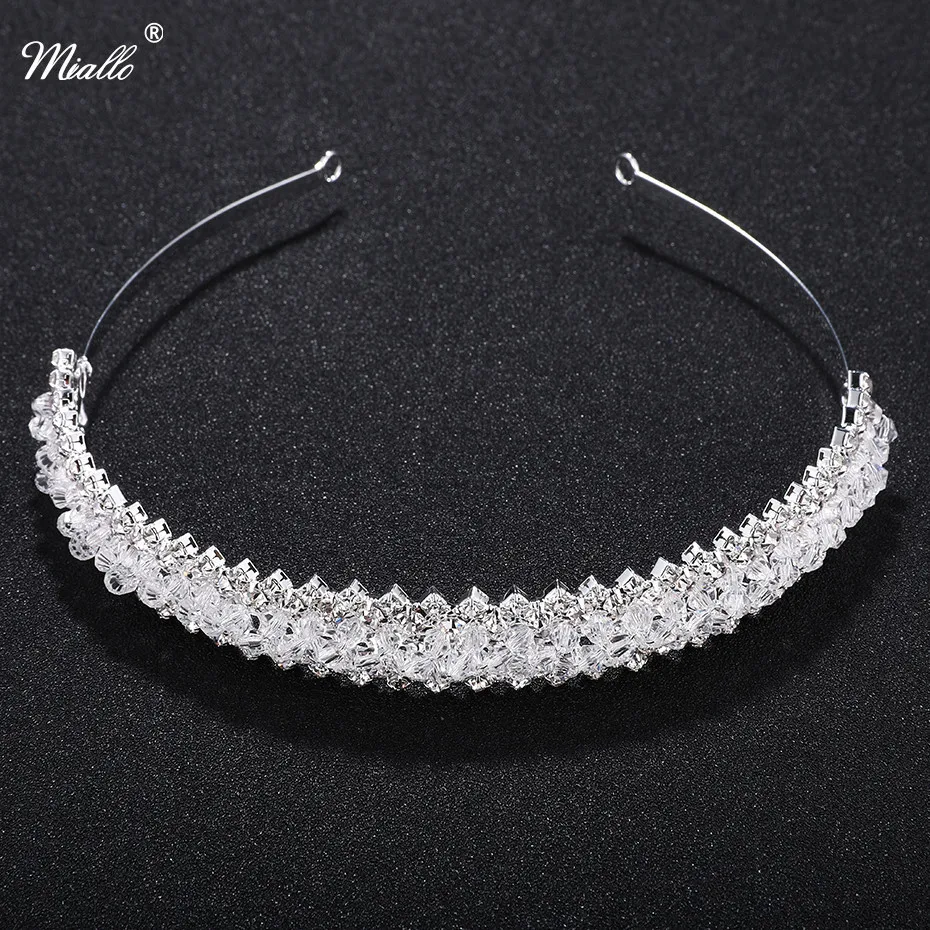 

Miallo Fashion Tiara Rhinestone Crystal Crown Bridal Wedding Hair Accessories Girls Fashion Tiaras Headband Jewelry Rim for Hair