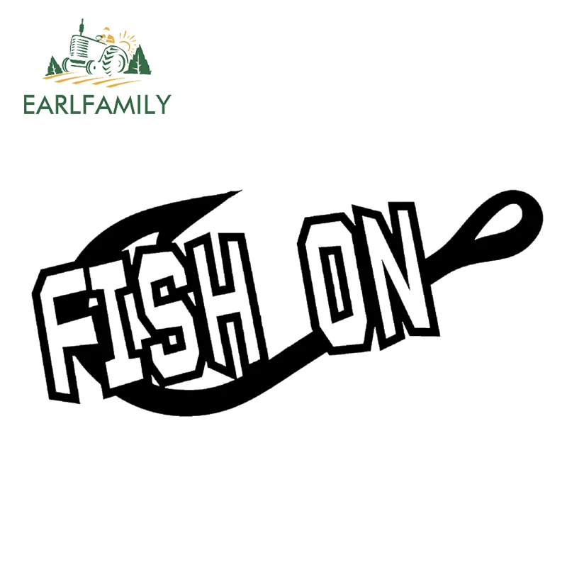 

EARLFAMILY 22.9cm x 10.2cm Fish On Hook Vinyl Car Boat Diesel Truck Bumper Decal Vinyl Sticker Fishing Hunting 1500 Black/Silver