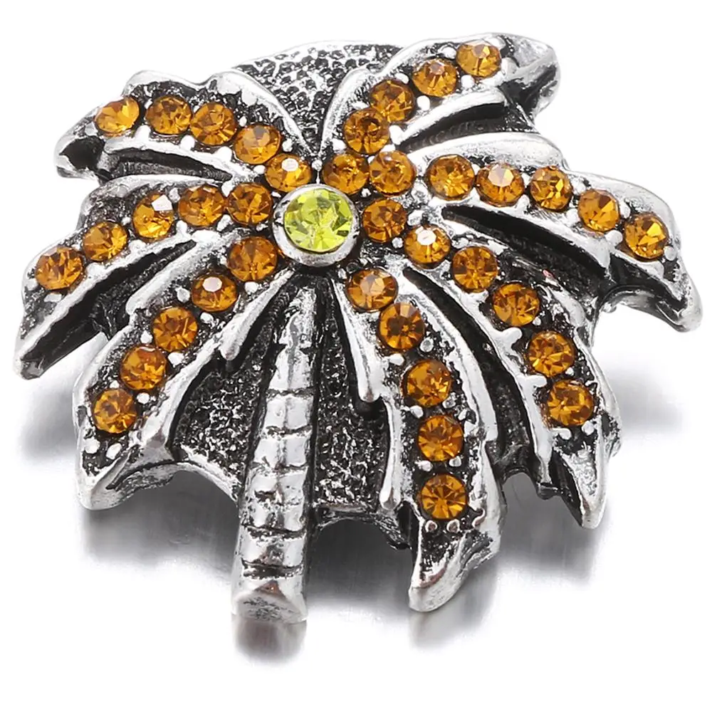 JaynaLee 20mm Yellow Crystal Coconut tree Ginger Snap Charm Fit Snaps Interchangeable Jewelry for women men gifts GJS8133 | Украшения и