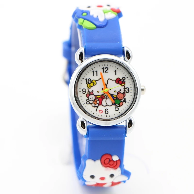 Hot Sale Hello Kitty Watches Children Cartoon Watch Kids Cool 3D Rubber Strap Quartz Watch Clock Hours Gift Relojes Relogio