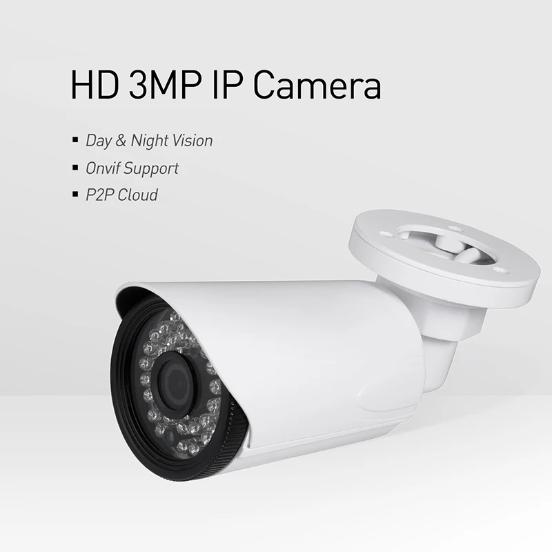 Водонепроницаемая наружная IP камера POE H.265 3 Мп 1296P / 1080P ИК светодиодная