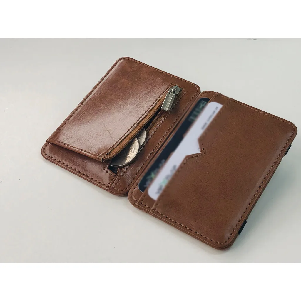 Модный мужской брендовый кожаный маленький кошелек, деловой держатель для карт, банковских карт, посылка, кошельки на молнии, вместительный кошелек
