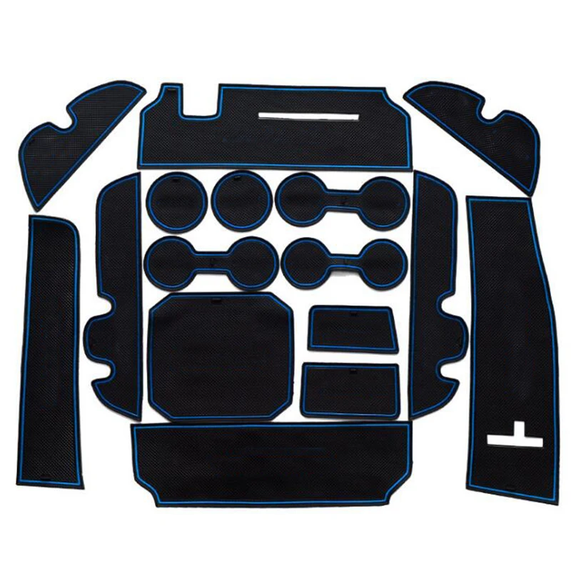 Koop 15 stks Anti Slip Rubber Cup Kussen Deur Groef Mat voor Toyota Highlander XU50 2014 2015 2016 2017 2018 accessoires Auto Styling