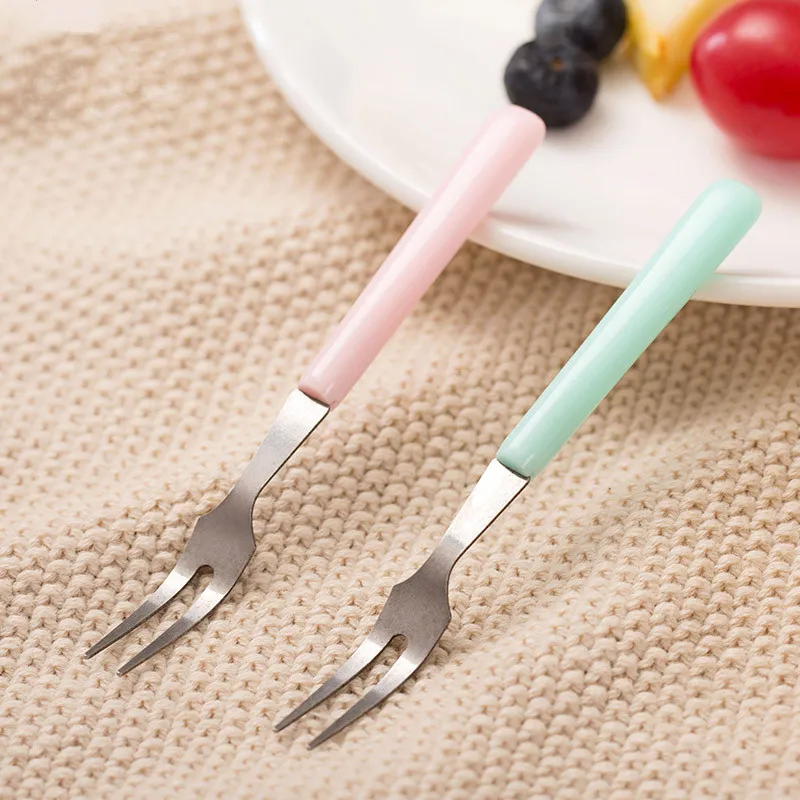 5pcs/pack Stainless Steel Fruit Forks Household Fruit Dessert Small