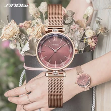 SINOBI Роскошные женские кварцевые часы 6,5 мм ультра-тонкие водонепроницаемые наручные часы с циферблатом для Montre Femme женские часы-браслет