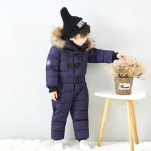

Children's outdoor ski wear boys and girls long coat down baby down jacket one Russian winter children out out waterproof
