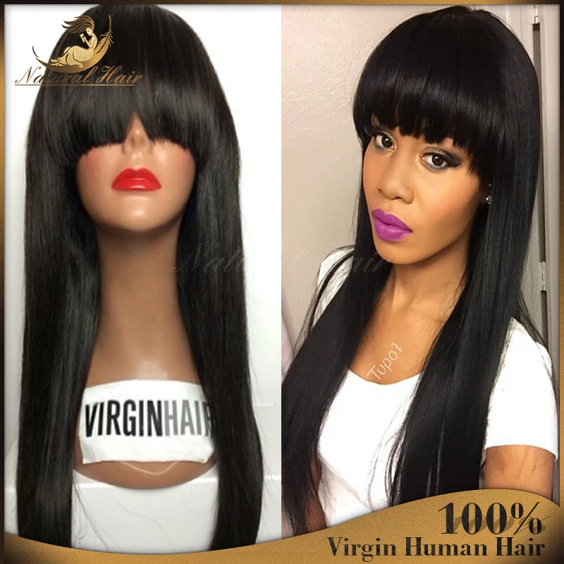 Full Lace Human Hair Wigs For Black Women Peruvian Straight Full Lace Wig Virgin Hair Glueless