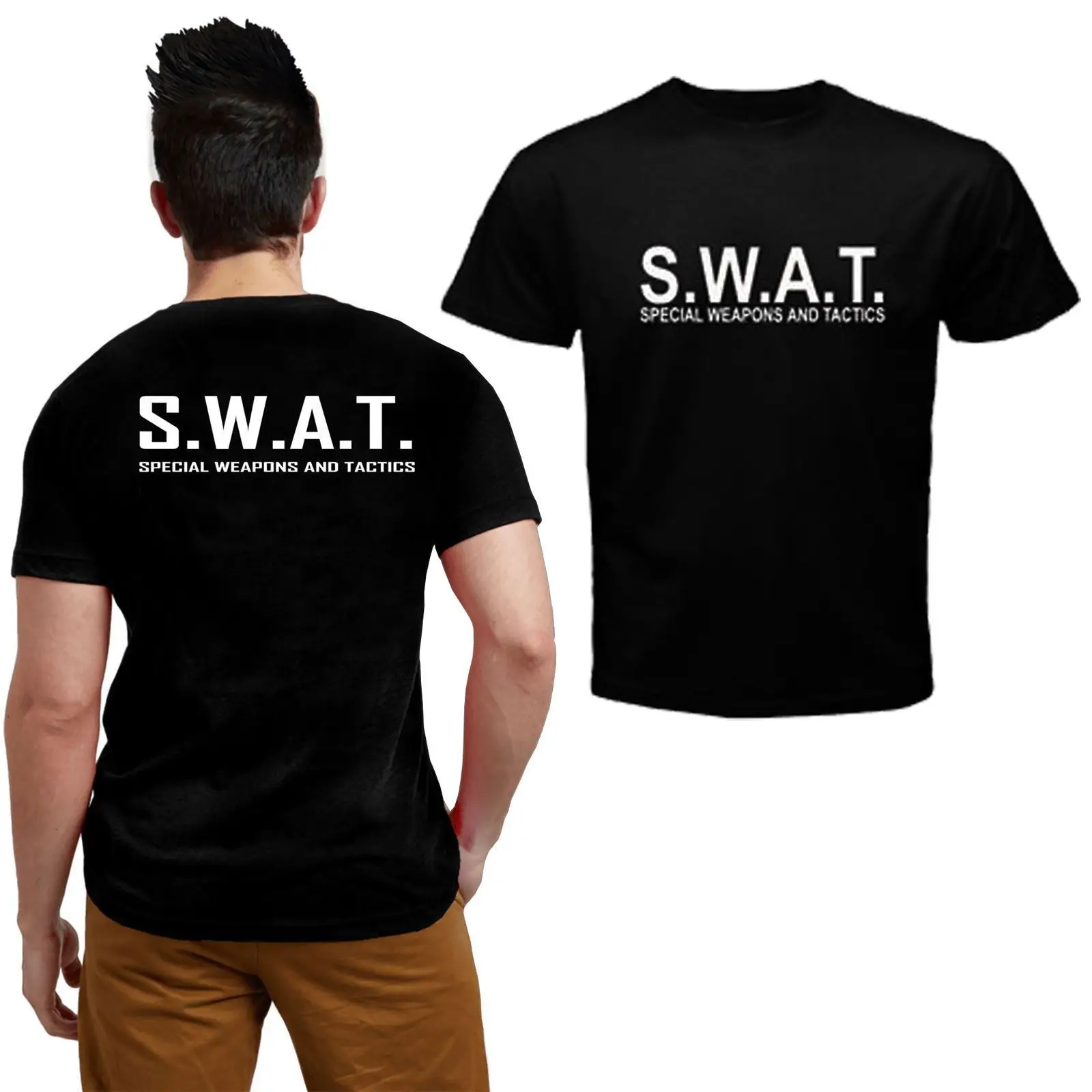 Мужские футболки в стиле спецназ для мальчиков полицейские военные оружие и
