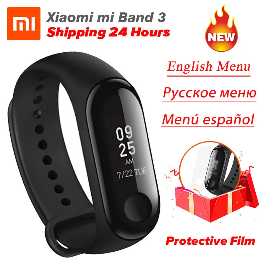 

Original Xiaomi MiBand 3 Mi band 3 Fitness Tracker Heart Rate Monitor 0.78'' OLED Display Touchpad Bluetooth 4.2 For Android IOS