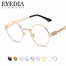 Женские винтажные круглые очки в стиле стимпанк золотые черные серебряные металлические оправы для очков зеркальные солнцезащитные очки de soleil 7768CJ