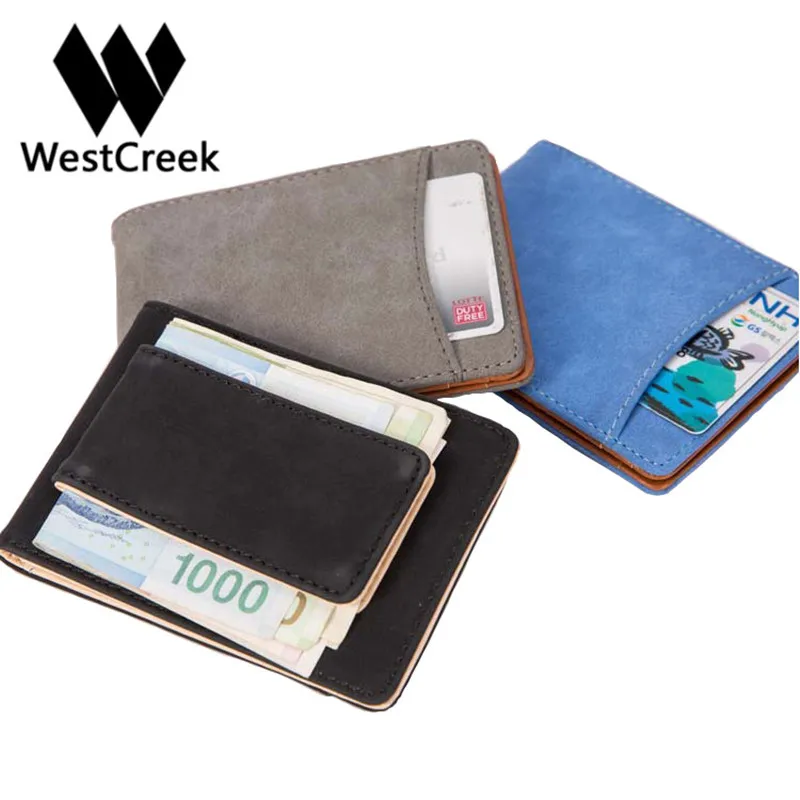 

Westcreek Brand Artificial Leather Money Clips Pocket Clamp for Money Holder Magnet Magic Money Clip Wallet with Card ID Case