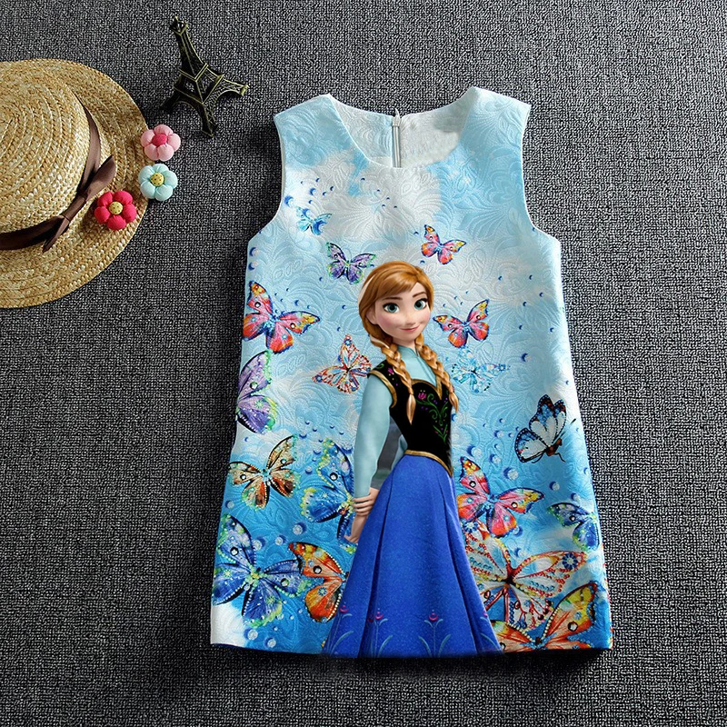Лидер продаж года; летнее платье принцессы для маленьких девочек; vestidos Fever 2; платье Анны и Эльзы праздничное платье с принтом бабочки Детский костюм - Цвет: anna