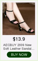 AECBUY Sandals Female Middle Heel 19 Summer New Thick Heel Water Drill One Word Buckle Fish Mouth High Heel Woman Shoes 7LXPb1