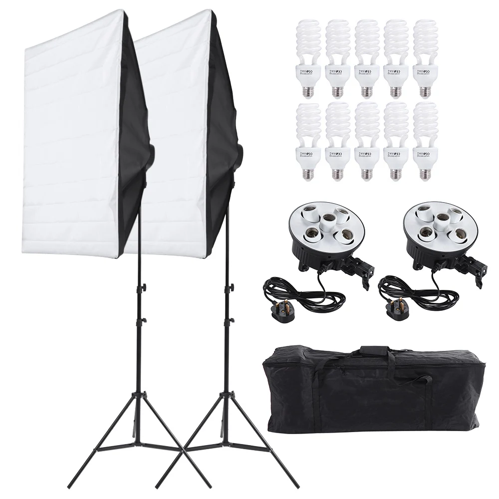 Photo Studio Photography Lighting Kit 2 * Photography Light Stand + Two 50 * 70cm Softbox + Ten