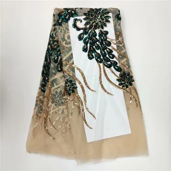 

Upscale African Net grey colour Sequins Lace Fabrics Wholesale sequins French net lace fabric for Nigeria wedding