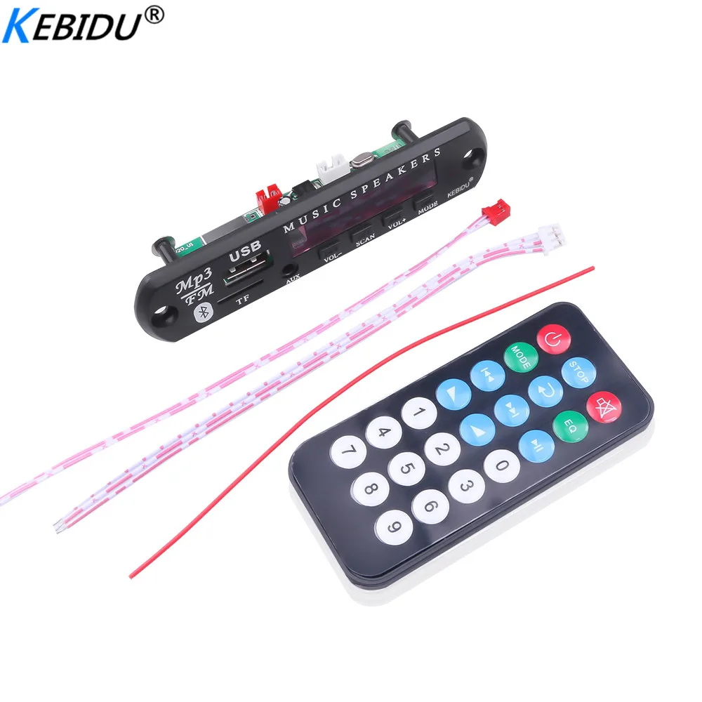 

Kebidu Wireless Bluetooth 5.0 DC 5V 12V MP3 Decoder Board Audio Module USB FM TF Radio AUX input For Car