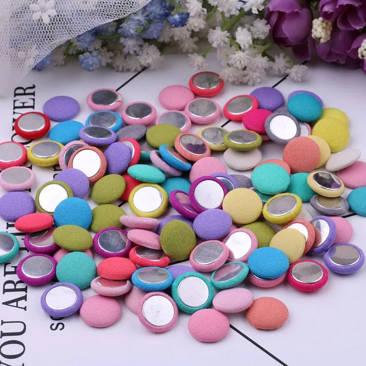 

Suoja 50pcs/lot mix color Flatback Fabric Covered round Buttons Home Garden Crafts Cabochon Scrapbooking DIY 15mm