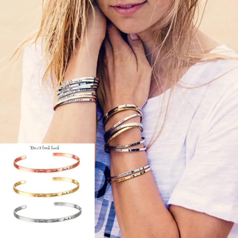 

GEMIXI Fashion Women Cuff Bangle Jewelry Letter Bracelet 4.13