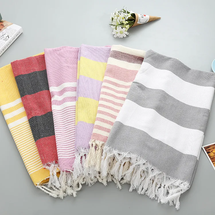 

Turkish Beach Towel Tassel Cotton Fabric Adults 100% Cotton Stripes Thin Bath Towel High Quality Summer Bath Towels 100x180cm