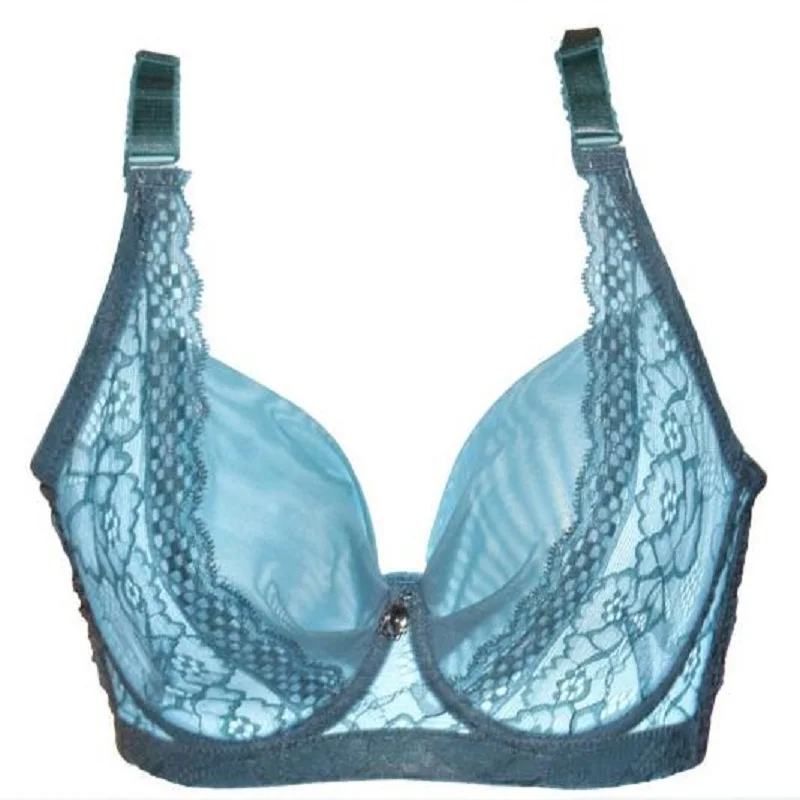  ultra-thin cup lace mesh push up bra 3/4 cup new fashion sexy women underwear brassiere Gather no p