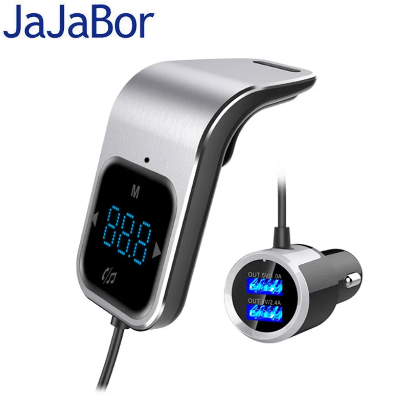 Автомобильный комплект jajabor с Bluetooth громкой связью, беспроводной Bluetooth fm-передатчик, двойная поддержка USB, TF карта, большой ЖК-дисплей