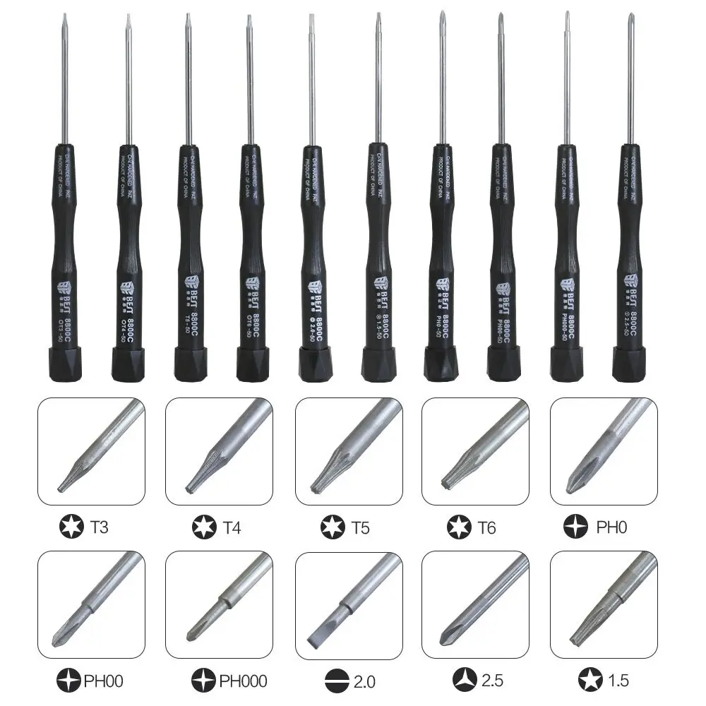 BST 8800C Precision Cross Head Phillips Torx 10 в 1 Набор отверток для ноутбука Macbook Pro Samsung инструмент