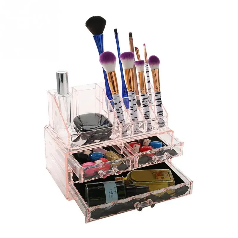 

Double Layer Makeup Storage Case Nail Polish Rack Lipstick Cosmetic Brush Storage box Makeup Brush Makeup Organizer