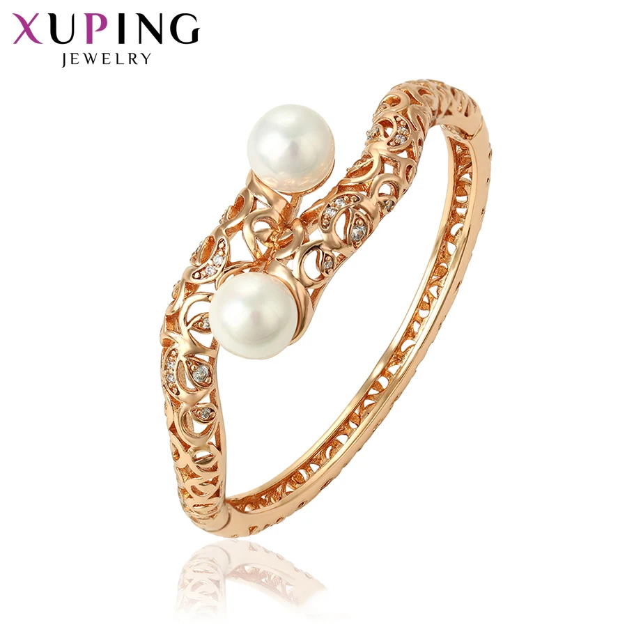 

11.11 Xuping Newest Bangles Women Gold-Color Imitation pearl Vintage Jewelry European Style Party Gifts S174.1-50826