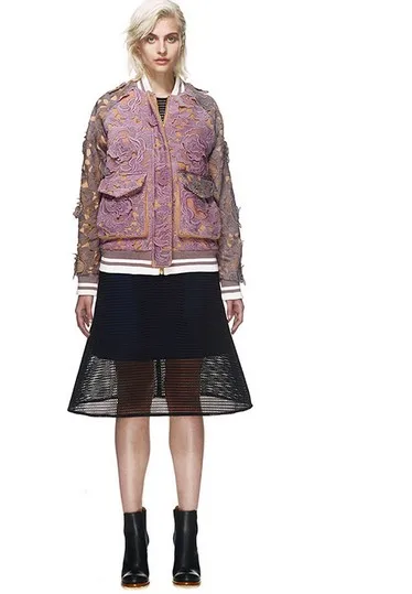 

YiLin Kay Newly arrived winter 2019 women's fashion runway design high quality heavy lace baseball windbreaker coat