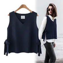 women vest spring and autumn short women's vest Korean version of the wool vest women's belt with knit wild wear Cashmere vest