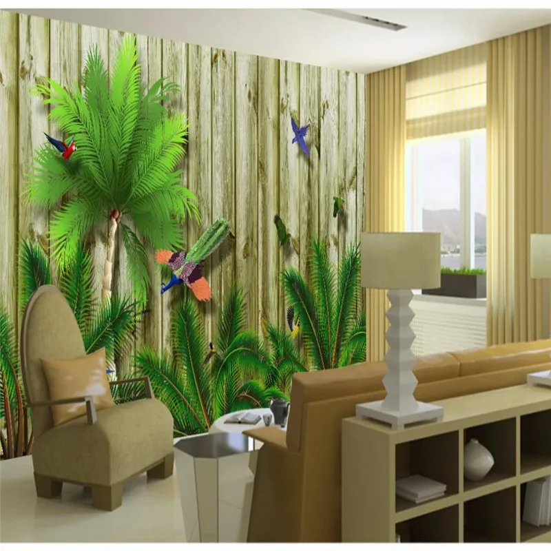 Custom wallpaper Mediterranean tropical bird forest Southeast Asia living room wall decoration waterproof material Custom wallpaper Mediterranean tropical bird forest Southeast Asia living room wall decoration waterproof material