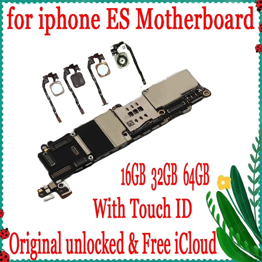 

Factory unlocked for iphone 5SE SE Motherboard with/without Fingerprint,Original for iphone SE Logic board Without Touch ID