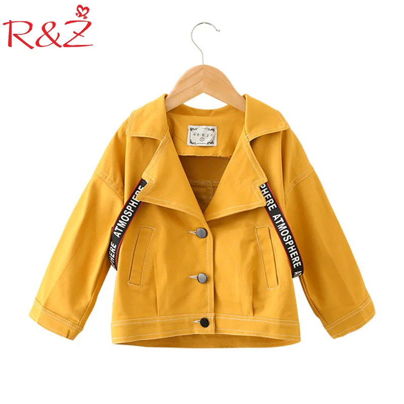 

R&Z 2018 Girls Coat Spring New Girl Fashion Temperament Letter Rboibn Button Pocket Cool Jacket Children's Clothing k1