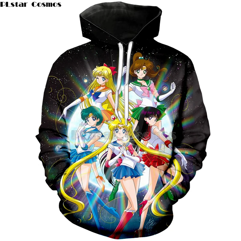 

Kawaii Shirt men wemom Tops hoodie sweatshirt Harajuku Sweet 3D Print Sailor Moon Loose Plus Size Tee streetwear Femme -1