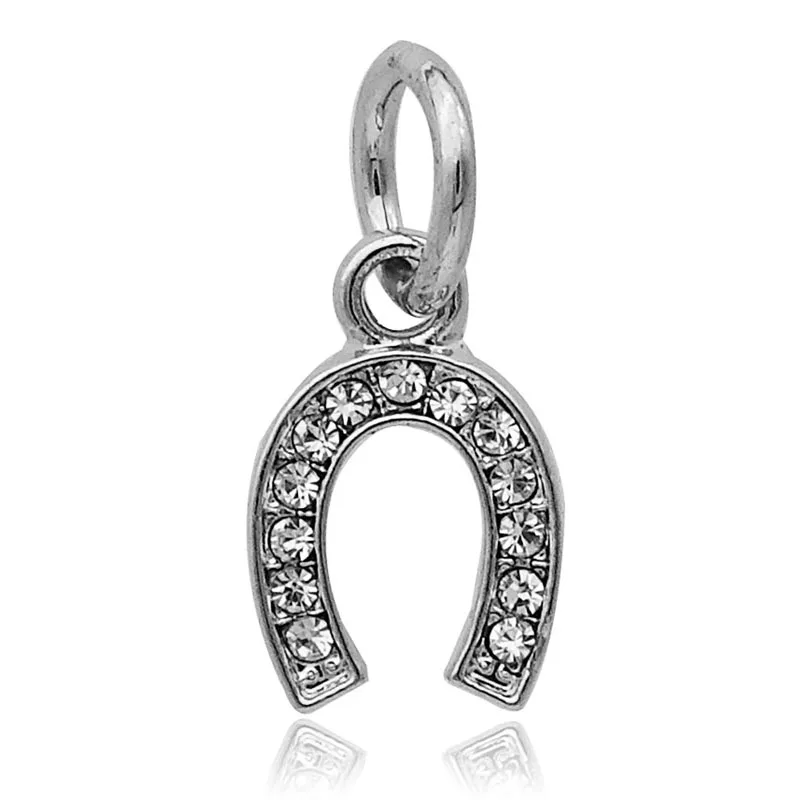 2017 Autumn 1PC Silver Charm crystal Horseshoe Dangle Bead Fit Original