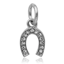 2017 Autumn 1PC Silver Charm crystal Horseshoe Dangle Bead Fit Original Pandora Charms Bead Bracelet DIY Jewelry Making Berloque