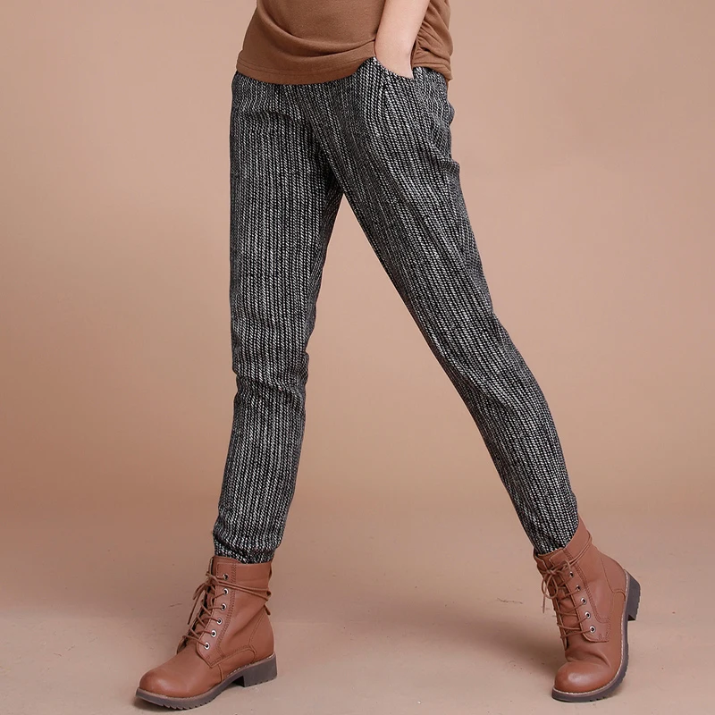 

HCXR 2016 new Korean winter cotton elastic waist pants pants with striped Haren women's casual pants long trousers Tops Qulity