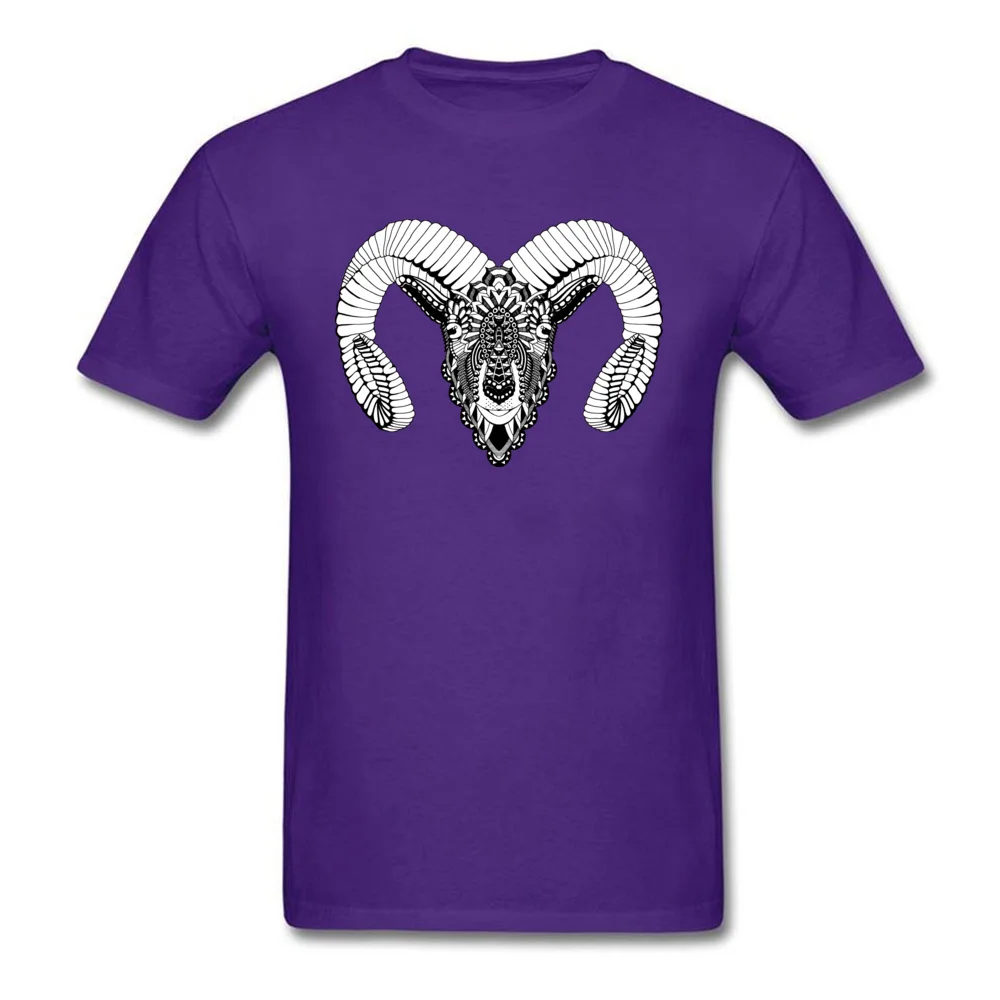 Aries with horns Simple Style Summer/Fall 100% Cotton Round Collar Men's Tops Shirts Design Tshirts Funky Short Sleeve T-shirts Aries with horns purple