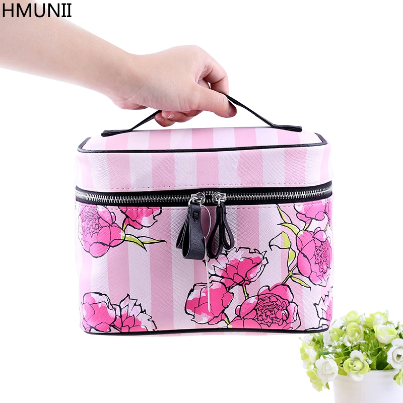 HMUNII Cosmetic Bags High Quality Polyeste Makeup Bags Travel Organizer Necessary Beauty Case Toiletry Bag Bath