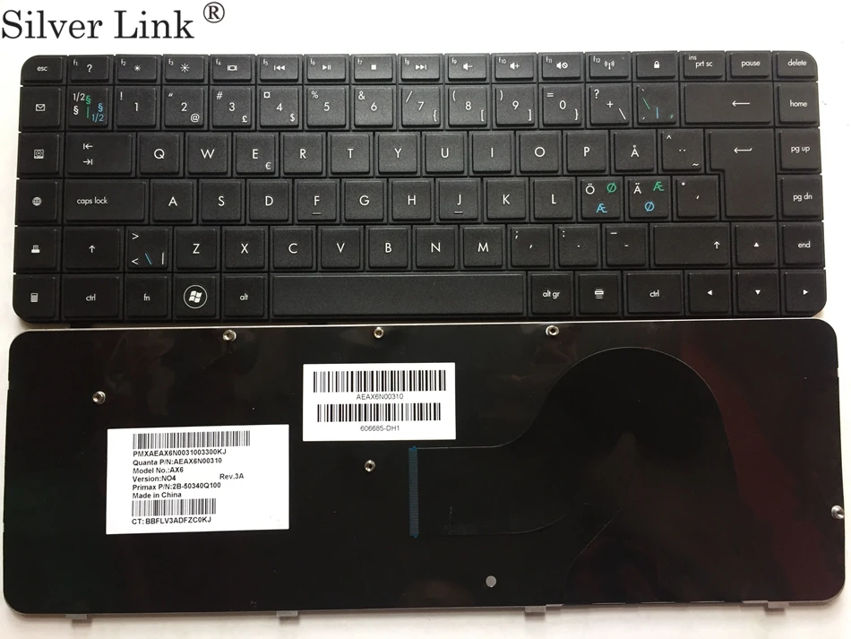 NE Nordic keyboard FOR HP Compaq G56 G62 CQ62 CQ56 CQ56 100 AX6 606685