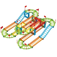 DIY электрический гоночный вагон детский поезд трек модель игрушки Детский Железнодорожный трек гоночный Дорожный транспорт строительный комплект пазов