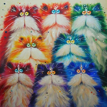 

Newest 8 Colorful Cat Diamond Painting 3D Diamond Embroidery Pattern Rhinestones Mosaic Cartoon Animals Picture CQ253