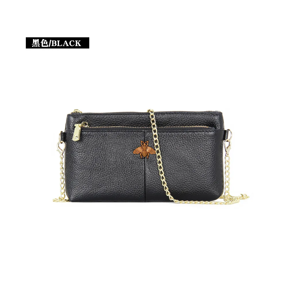 black MM FOND коровья кожа женская пчелиная икона сумка шикарная цепочка для девочек сумки Модные женские мини-сумки через плечо из мягкой кожи G04 - Цвет: black