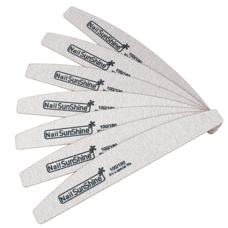 Lixa para Unhas Lixadeira de Madeira Bloco de Manicure Peças Cinza Polimento Curvado Profissional 100 - 180 50 2 Cheap Lixas e polidores de unha