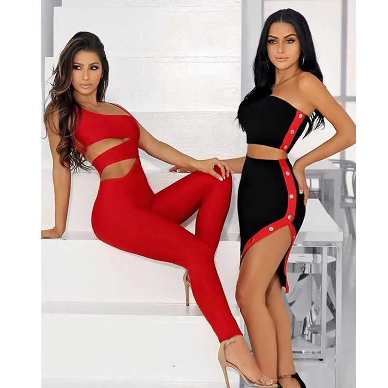 Celebrity kaki Ngiht Sangle Combinaisons Mode rouge Moulante Club Évider Noir Wholsale Femmes Bandage Sexy Élégant Xxnw4OrxAq