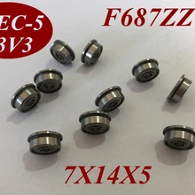 2 шт F687ZZ F687Z F687-ZZ 7X14X5 мм миниатюрный высокоскоростной шарикоподшипники фланец ролик фланцевый подшипник