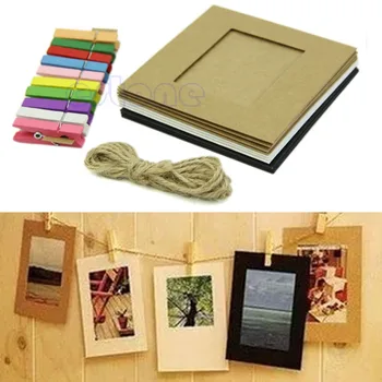 

10Pcs 3Inch Paper Photo DIY Flim Hanging Album Wall Frame Rope Wood Clips Gift #1