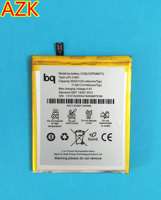 AZK новый аккумулятор BQ Aquaris M5 3120 (1ICP5/60/71) Сменный для телефона мАч аккумуляторная